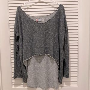 Free People Beach One Size Hi Low Grey Sweater (Sweatshirt) Top